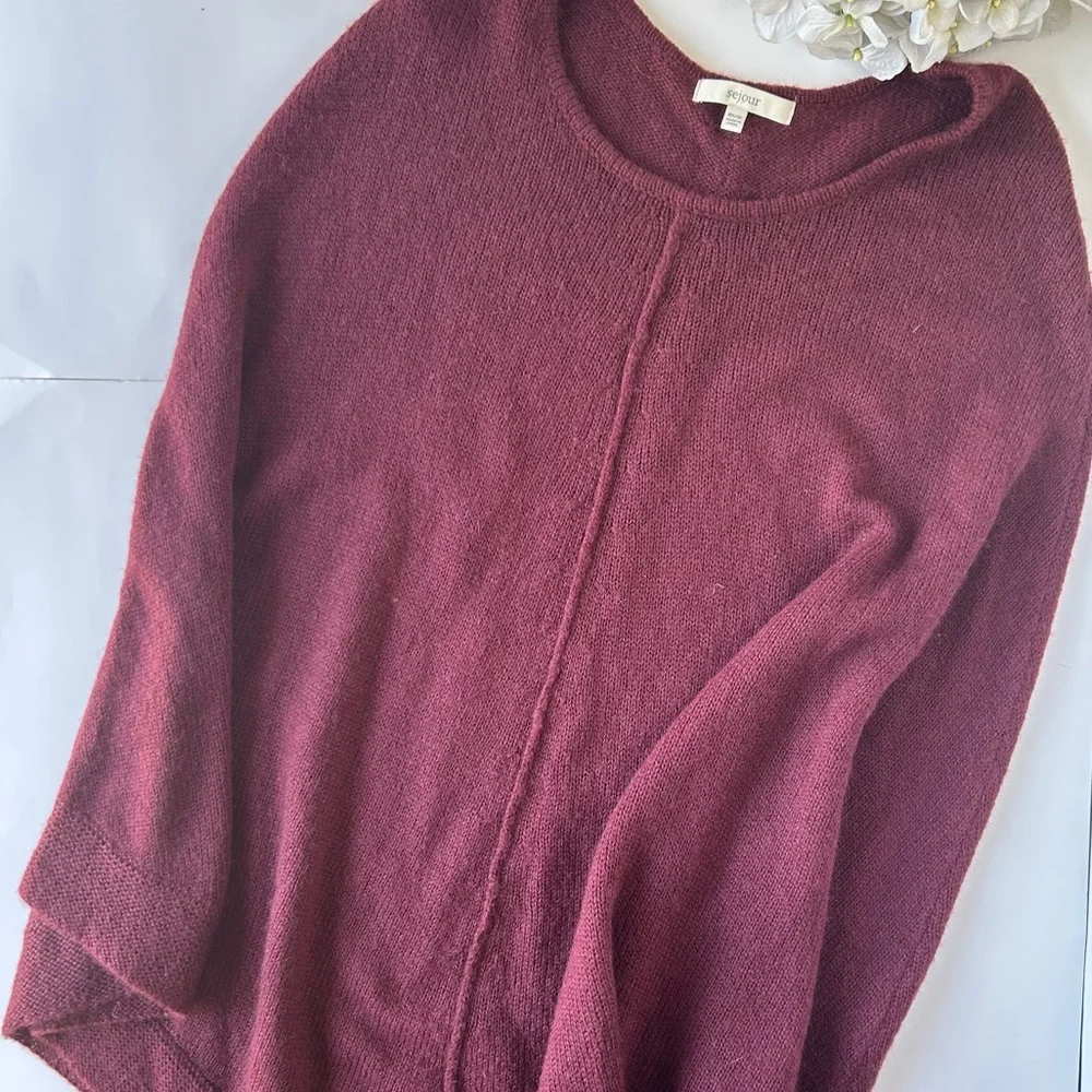 Sejour burgundy sweater poncho